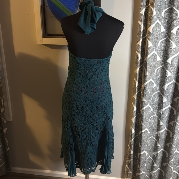 Betsy Johnson Vintage Y2K Black Label Deep Teal Halter Midi Dress SZ 8 - Picture 7 of 12